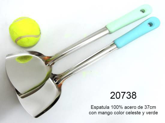 Imagen de ESPATULA 100% ACERO MANGO COLOR CELESTE/VERDE 37CM 1.25